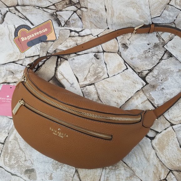 #bagsavenue Leila Belt Bag Warm Gingerbread Pebbled Leather Fanny Kate Spade - Picture 13 of 15